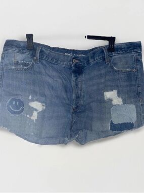 Old Navy Denim Patchwork Smiley Face Women's Shorts - Blue Size 22